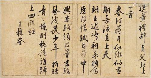 王穉登（1535～1612） 春江花月帖 镜片 洒金纸本