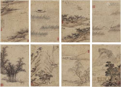 柳如是（1618～1664） 1642年作 临古山水册 册页（八页） 设色纸本