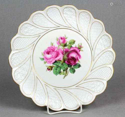 Meissen Reliefrand Platte *Rote Rose*