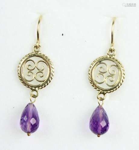 antike Gold Ohrringe mit Amethyst