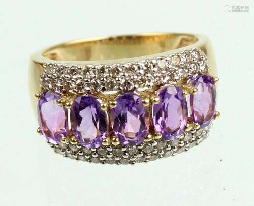 Amethyst Ring mit Brillanten - GG 585