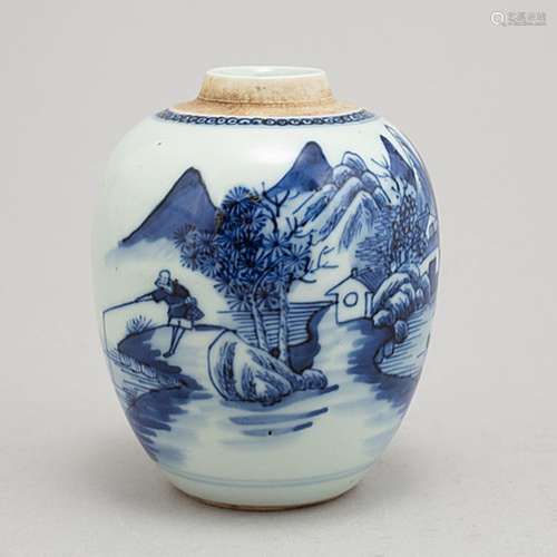 A blue and white jar, Qing dynasty, 19th Century.