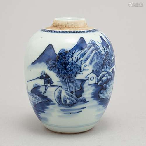 A blue and white jar, Qing dynasty, 19th Century.