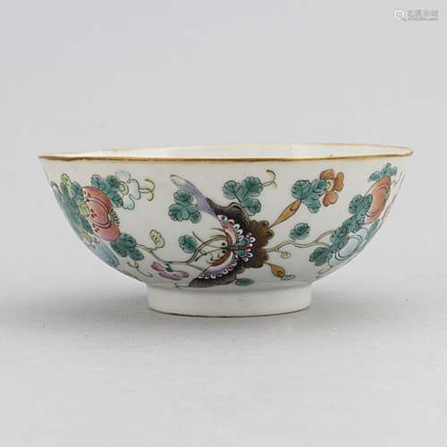 A Chinese porcelain 'melon' bowl, around the year 1900.