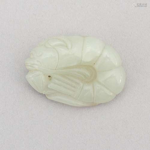 A Chinese nephrite figure in the shape of a shrimp, presumab...