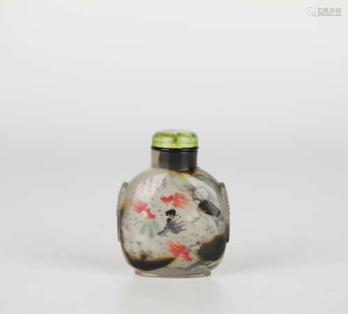 Agate painted snuff bottle, Ye Zhongsan