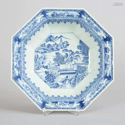 A blue and white octagonal bowl, Qing dynasty, Qianlong (173...