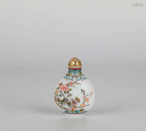 Glass painted snuff bottle,Qian Long