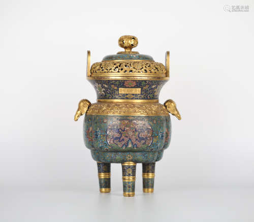Chinese cloisonne incense burner, Qianlong