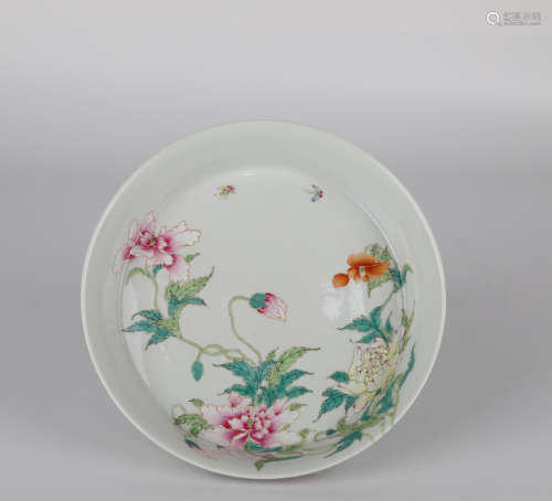 Chinese painted flower porcelain plate, Yongzheng