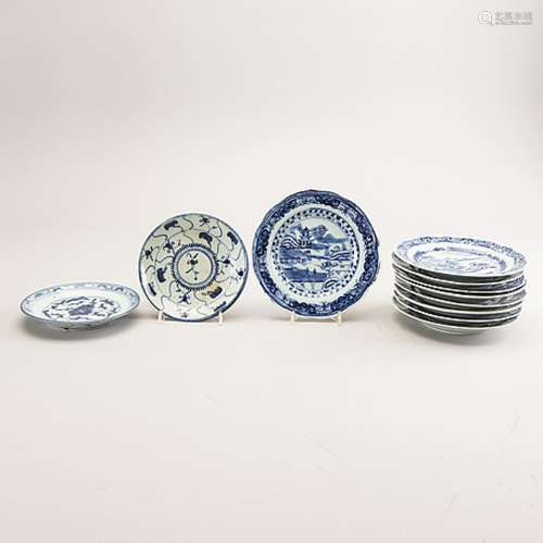 A set of 11 different Chinese 18th century porcelain plates