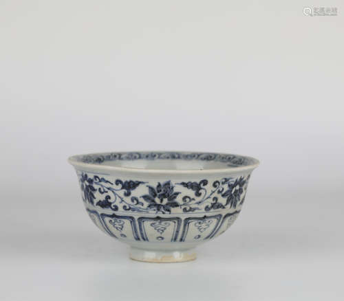 Chinese blue and white porcelain bowl, Yuan