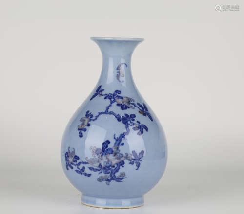 Blue and white and purple porcelain vase, Qianlong