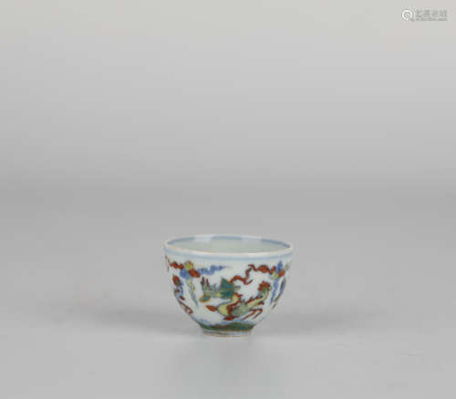 Doucai Dragon Pattern Porcelain Cup, Chenghua