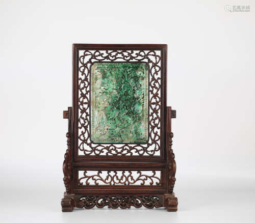 Chinese Emerald Carved screen