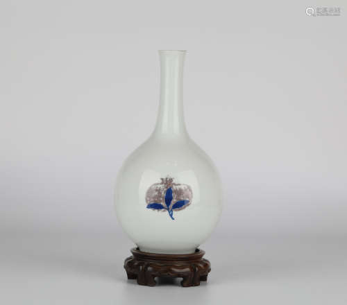 Blue and white plus purple porcelain vase,19th