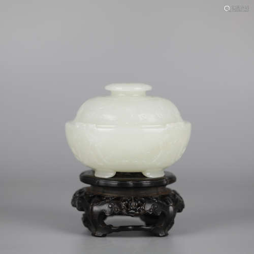 China Hotan White Jade Incense Burner