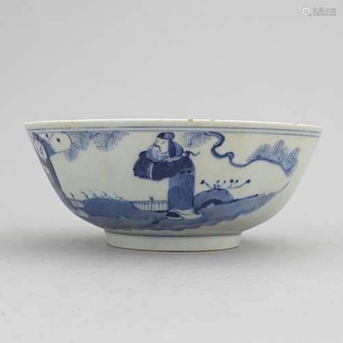 A Chinese blue and white porcelain 'scholars' bowl, Qing dyn...