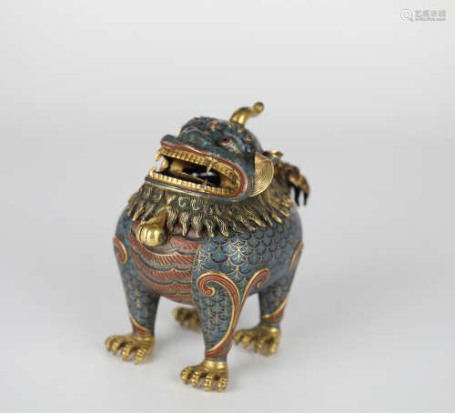 Chinese cloisonne unicorn, Qianlong