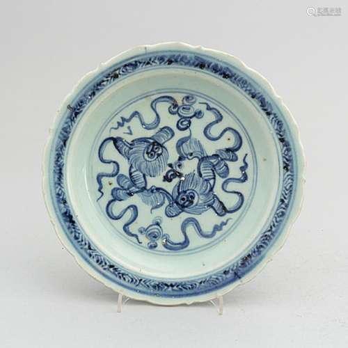 A Chinese blue and white dish, Ming dynasty (1368-1644).