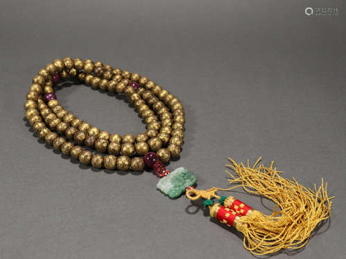 Agarwood Gold Painted 108 Buddha Beads String, China