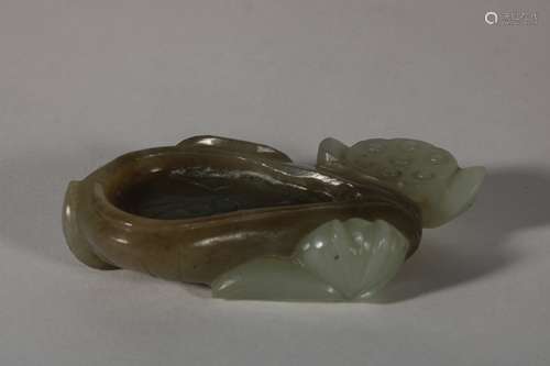 Lotus Shaped Carving White Jade Small Brush Holder, China