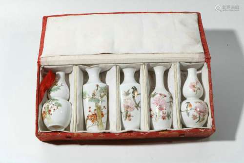 Group of Famille Rose Porcelain Bottles, China