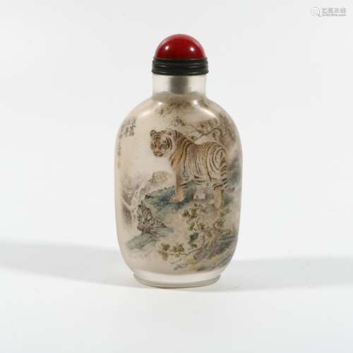 Snuff Bottle With Inner Painting Of Tiger, China