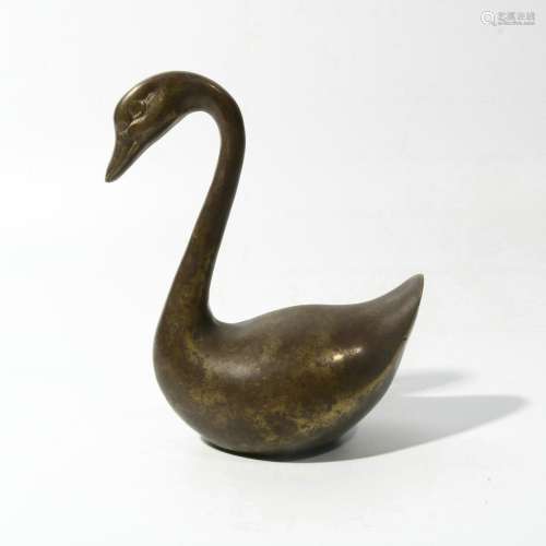 Bronze Gold Gilded Goose Shaped Paperweight, China