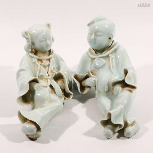 Porcelain Statue Of Boy And Girl, China