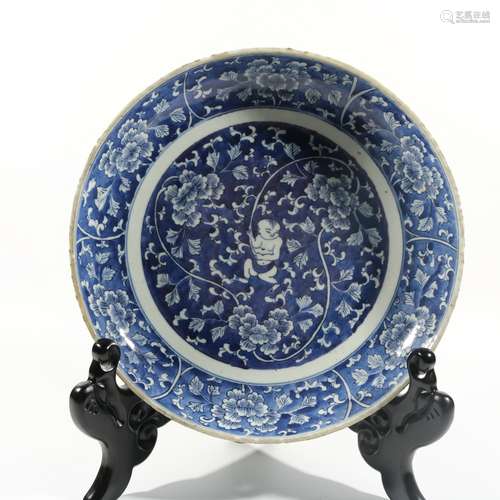 Blue And White Porcelain Large Dish, China