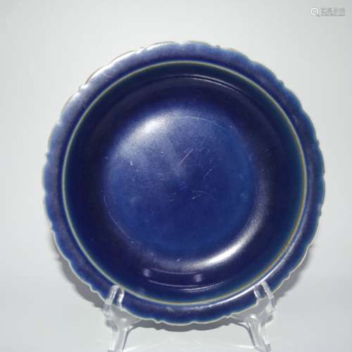 Blue Glaze Porcelain Dish, China