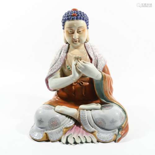 Famille Rose Porcelain Statue Of Buddha, China