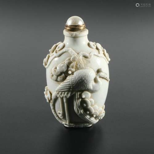 Carving Porcelain Snuff Bottle, China