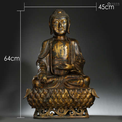 Chinese Ming Dynasty gilt bronze sitting Buddha statue