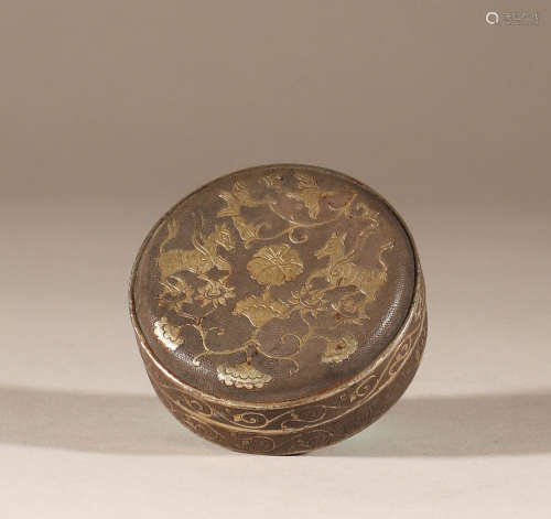 Silver gilded powder box