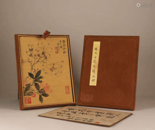 Chinese ink painting Zhang Daqian's fine flower album