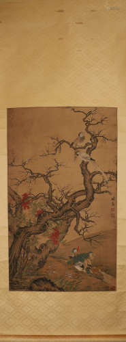 Chinese ink painting Lin Liang's flower and bird painting ax...