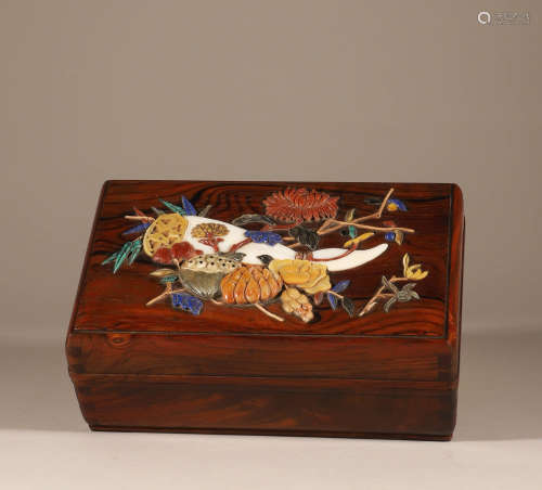 Qinghuang Huali Baibao inlaid wooden box