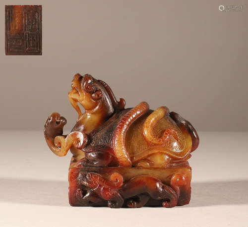 Han Hetian jade animal seal