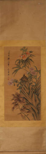 Chinese ink painting Hu Mei flower and bird scroll