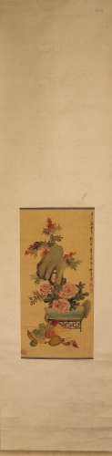 Chinese ink painting Kong Xiaoyu flower scroll