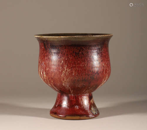 Song Jun kiln high foot bowl