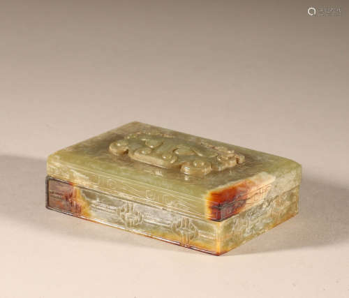 Han Hetian jade animal pattern jade box