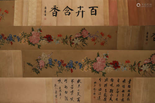 Chinese ink painting Jiang Tingxi flower scroll