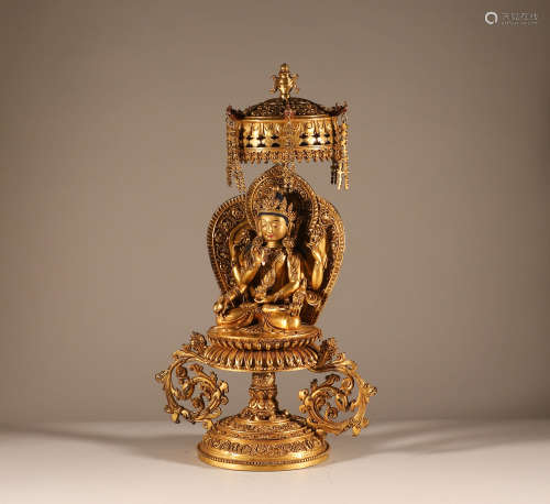 Clear copper gilded Guanyin