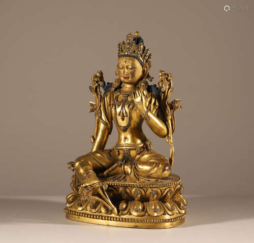 Clear copper gilded Guanyin