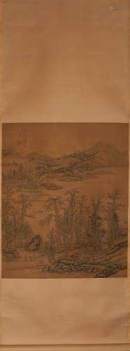 Chinese ink painting Wang Yuanqi landscape figure painting a...
