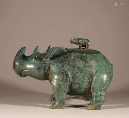 Han bronze rhinoceros statue