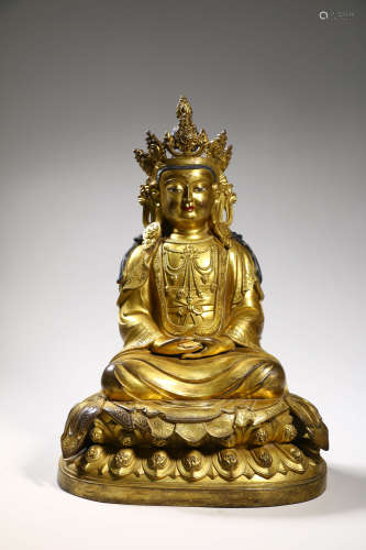 Gilt Bronze Figure of Guanyin